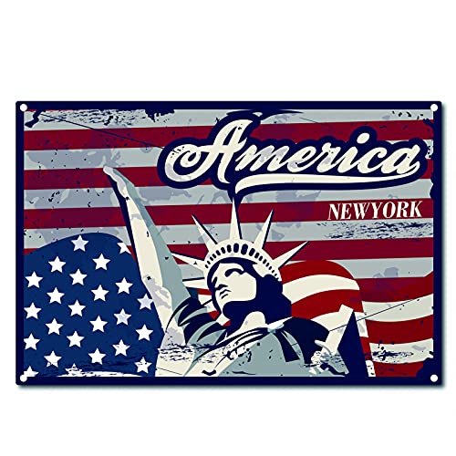 CREATCABIN America Métal Vintage Tin Sign Décoration Murale Décoration pour la Maison New York Wall Art Cuisine Bar Pub Chambre Garage Vintage Rétro...