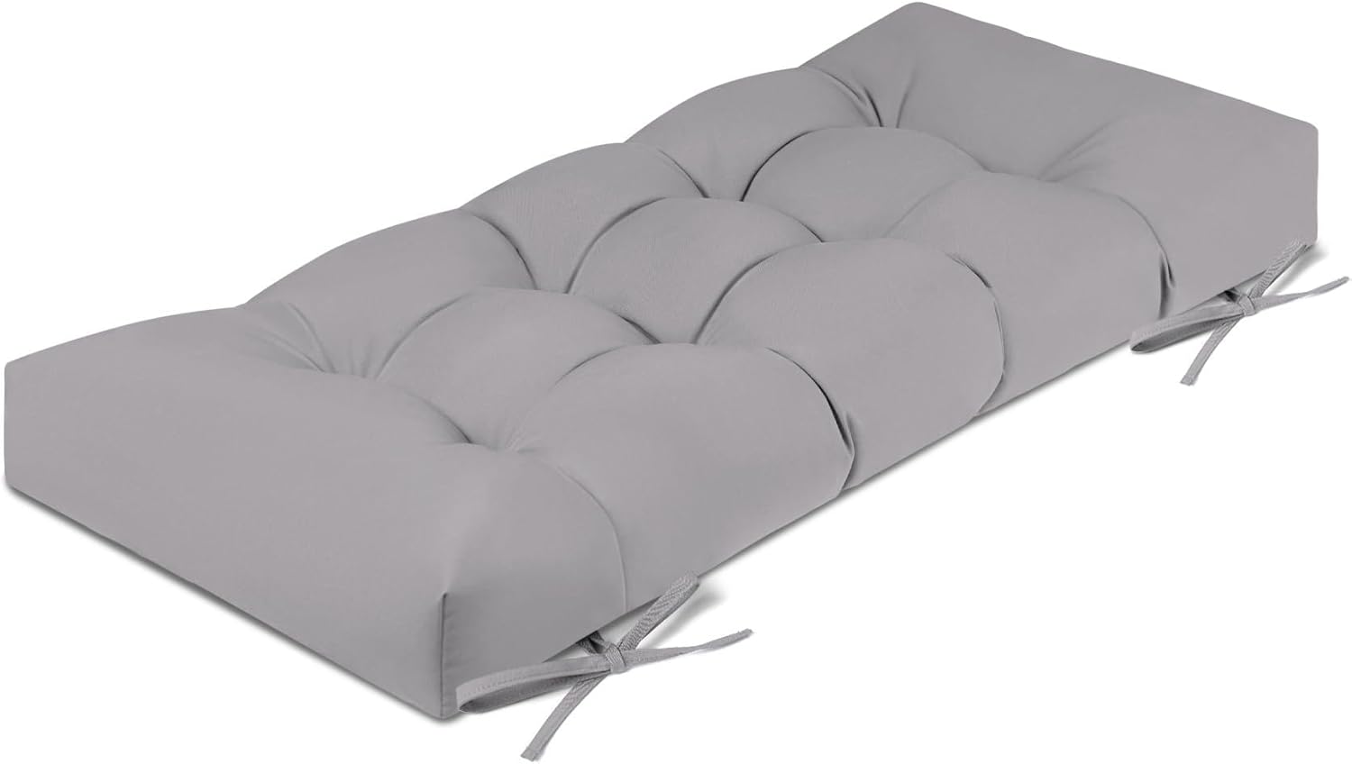 Lokex Outdoor Bench Cushion 4 Inches Thick,Waterproof and Fade Resistant,Tufted Bench Cushion with 2 Ties,Suitable for Garden/Swing/Patio Outdoor Furniture (Silver Gray, 36×14)