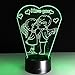 Produktbild 3D Illusion Nachtlicht Bluetooth Smart Control 7 & 16M Farbe Mobile App Led Vision Glühbirne Optischer Tisch Romantisch Ich liebe dich Herz Hochzeitsfeier Dekor Liebhaber bunt Kreatives Geschenk
