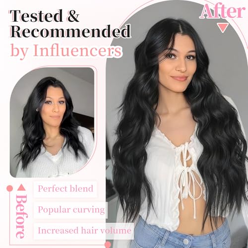 Image of KooKaStyle Wavy Thick Clip in Hair Extensions 24 inch Black