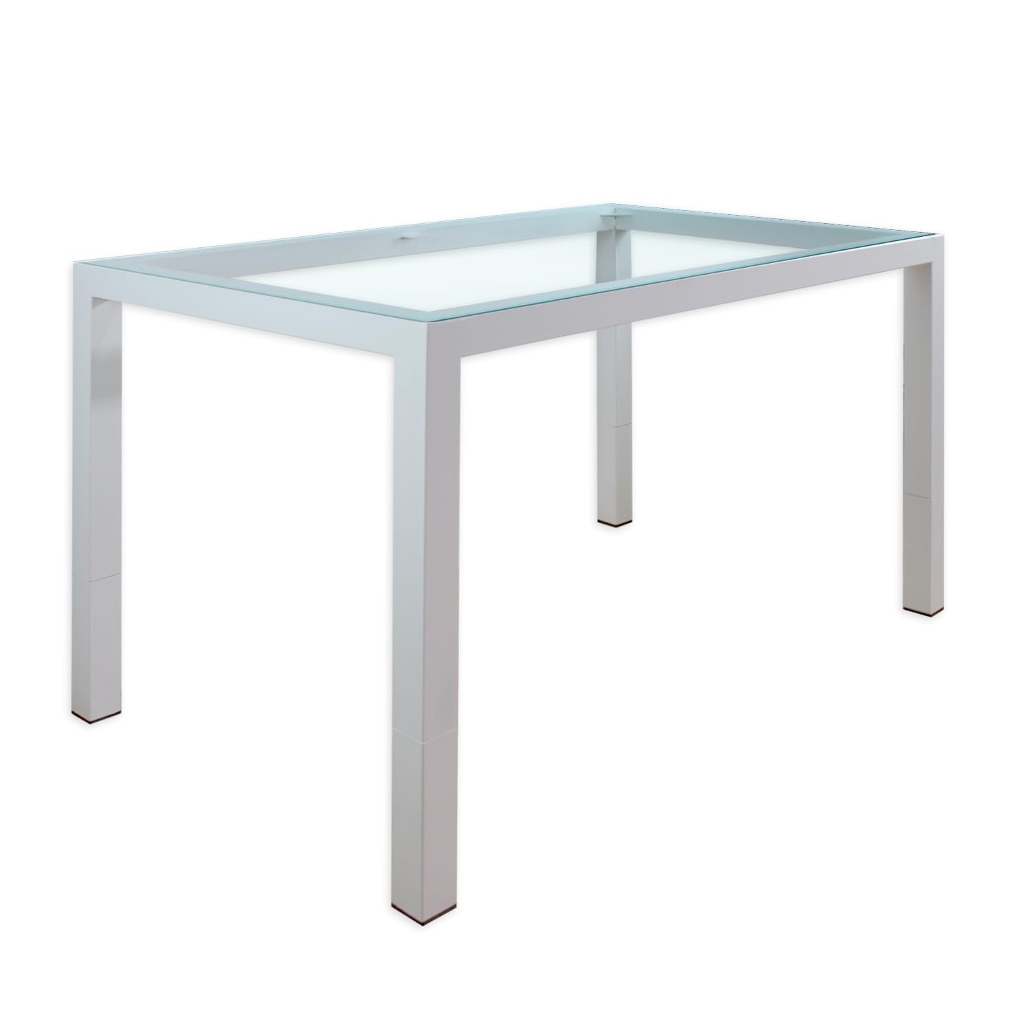 Mesa de forja para Salon, Cocina o Jardin. Mesaa de Centro. 120x70 Regulable a Doble Altura. Ideal para Ropa Camilla y para Brasero.Comedor linea recta. Nacional (White, Mesa + Cristal 6mm)