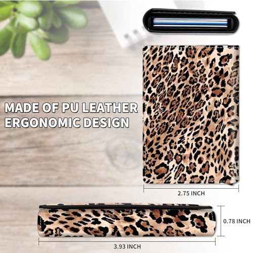 Slim Wallet for Men, Pop Up Card Holder RFID Blocking Metal Wallet Leopard Print 03 Design Holds Up to 9 Cards, Pop Up wallet for Notes and Coins and Debit Cards2