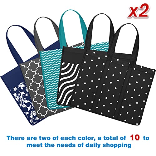 Fab Totes 10 Pack Reusable Grocery Bags For Groceries 35L Large Capacity Heavy Duty Waterproof Tote Bags For Shopping And Picnic With Sturdy Handles thumb #2
