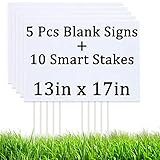5PCS Blank Yard Signs 13' x17' - Garden Lawn Sign with Stakes - Waterproof DIY Poster Board Signs for Rent, Garage Sales, Open Houses, Guidepost, Birthday and Graduation Decorations-13in x 17in