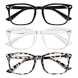 Ougenni Blue Light Blocking Glasses for Women Men Fashion Computer Screen Gaming TV Eyeglasses, Anti Eyestrain & UV Glare Glasses 3 Pack