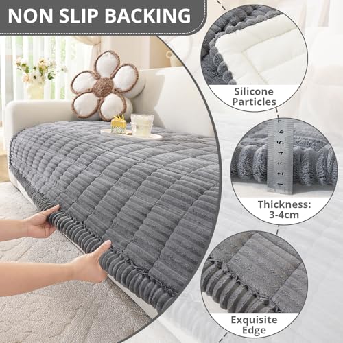 OstepDecor Couch Cover for Dogs, Washable Non Slip Sofa Cover for Pets, Soft Couch Covers for Sofa, Loveseat and Sectional, Furniture Protector Against Pet Hair & Scratches (35.4" x 82.7", Dark Grey) by OstepDecor - Image 5