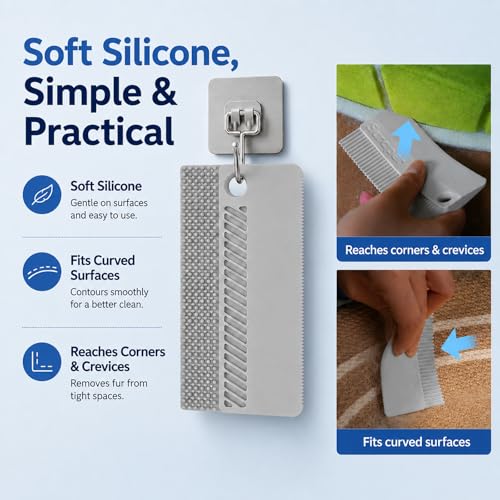 2 Pack Reusable Pet Hair Remover and Fabric Lint Scraper Set, Gray - Image 5