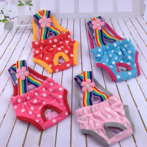 Female Dog Diaper Pants Dog Accessories Pet Physiological Pants Polka Dot Striped Female Dog Underwear Sanitary Diaper - Polka Dot Pink Xxs #TOP7