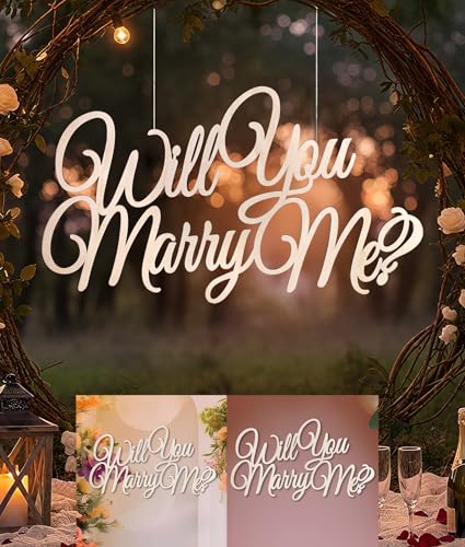 Will You Marry Me Sign - Proposal Backdrop Wooden...