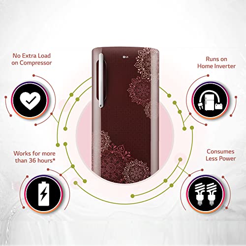 Image of LG 204 L 5 Star Direct-Cool Inverter Single Door Refrigerator Appliance (??GL-D211HRRZ, Ruby Regal, Base Stand with Drawer & Smart Connect, 2022 Model)