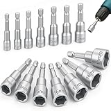 14 Stück Magnete Stecknuss Set,6-19mm Nuss Set, Sechskant Bit Set, für Bohrmaschine Oder Schraubendreher (Chrom Vanadium Stahl)