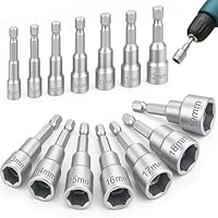 14 Stück Magnete Stecknuss Set,6-19mm Nuss Set, Sechskant Bit Set, für Bohrmaschine Oder Schraubendreher (Chrom Vanadium Stahl)