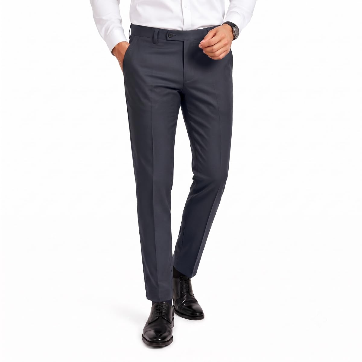 kundan Men's Plain 2-Way Stretch Formal Trousers-picture-35