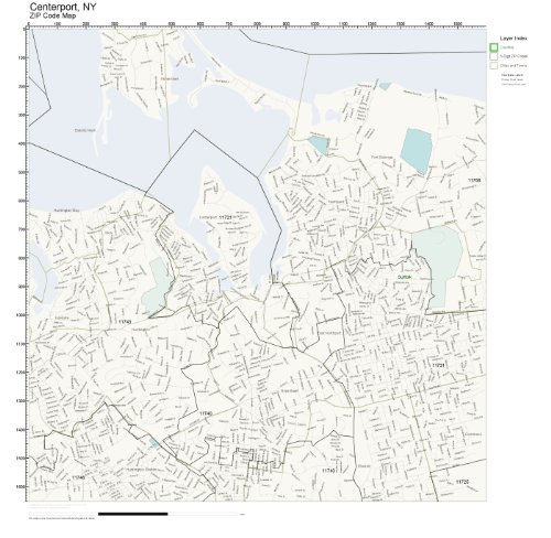 ZIP Code Wall Map of Centerport, NY ZIP Code Map Laminated