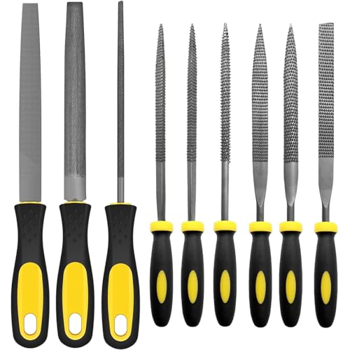 MOLIMOLI Juego de limas Profesionales de Metal de 9 Piezas con Lima de Madera, Lima Redonda y 6 limas de uñas: Juego de limas Metal, esteatita y Madera, Incluye Bolsa de Almacenamiento.