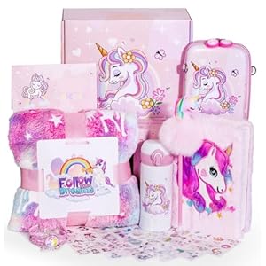 Unicorn Gift Box for Girls,UnicornThemed, Unicorn Blanket/PlushDiary/FluffyPen/UnicornTumbler, Girls 6,7,8,9,10 Years Old Gift Ideas for Birthdays Or Holidays