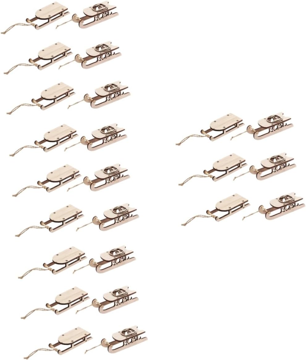 Pcs Wooden Sled Pendant Sleigh Christmas Ornament Unfinished Sleigh Figurine Rustic Holiday Sled Christmas Ornament Xmas Miniature