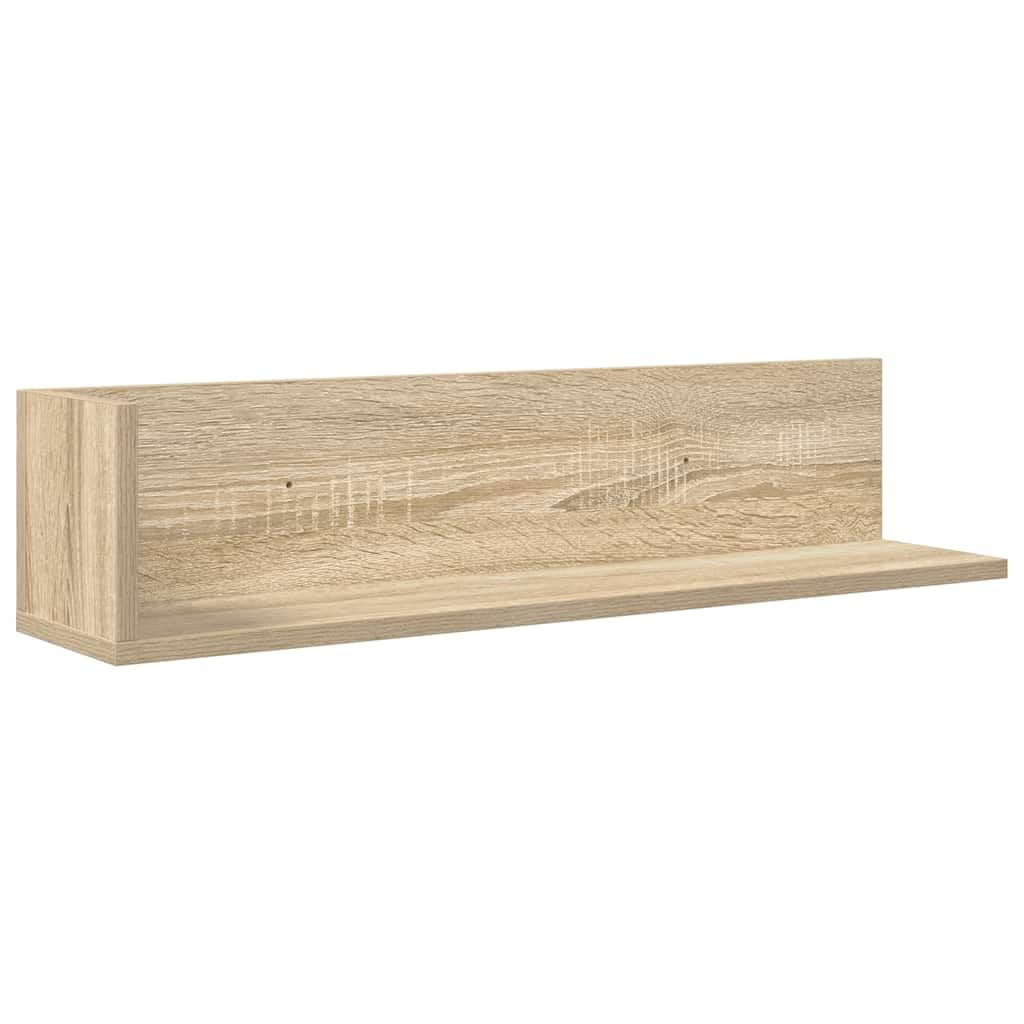 Regały ścienne, zestaw 2 sztuk, dąb Sonoma 75 x 16,5 x 16,5 cm, materiał drewnopochodny, kształt litery L, uniwersalne wiszące półki do salonu, sypialni, łazienki, nośność 20 kg
