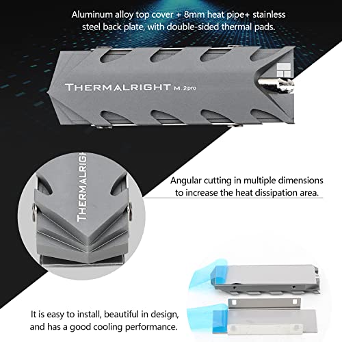 Thermalright M.2 2280 Pro SSD Heatsink, 8mm Heatpipe, High Performance Double Side Thermal pad - Image 3