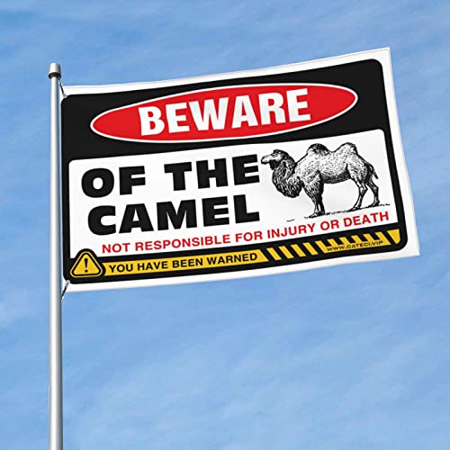 Drapeau mural amusant Beware Of Camel grand format suspension tissu insolite