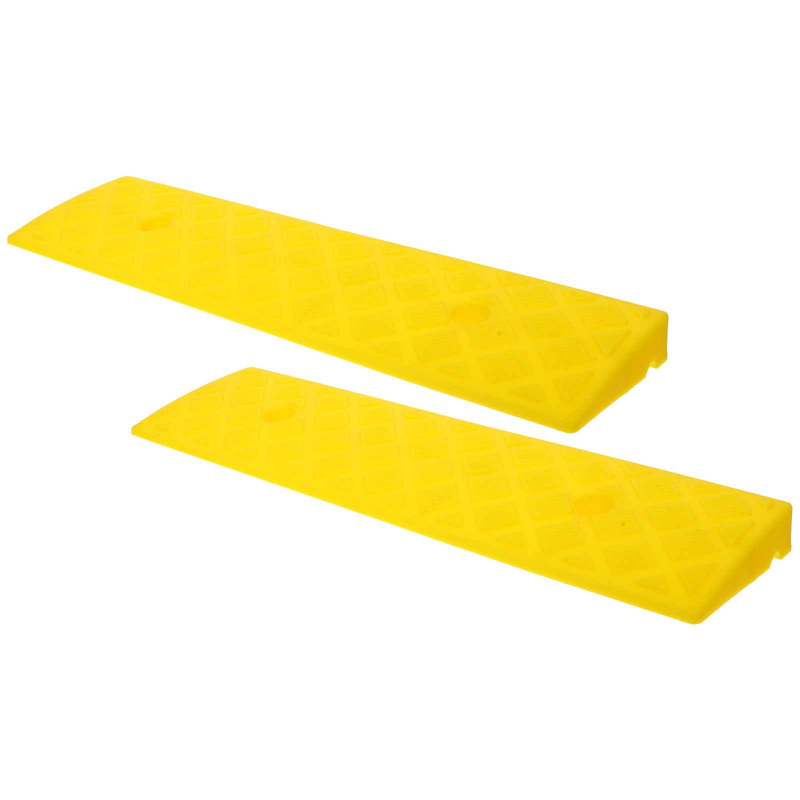ifundom Rampa di Soglia in Plastica Gialla 50x13cm per Mobili Ruote o Biciclette 2 Pezzi Resistente All'usura per Casa e Lavoro