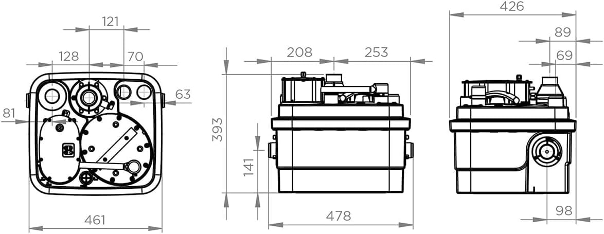 SFA - Station de Relevage Eaux Chargées Sanicubic 1 - Pour Évacuer Toutes les Eaux Usées d'une Maison - Haute Performance - Installation & Maintenance Sécurisées - 478 x 426 x 393 mm - Made in France