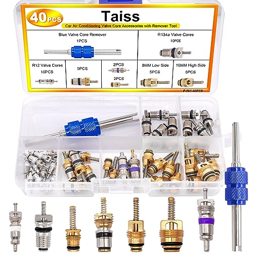 Image of Taiss Car A /C Repair Kit 270PCS O-Ring Seals Kit + 40PCS A /C Valve Core Assortment with Remover Tool,R12 R134a Refrigeration Tire Valve Stem Cores,Car Air Conditioning Compressor Seals O-Ring