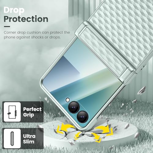 Image of Kapa Geometric Hinge Protection Back Cover for Samsung Galaxy Z Flip7 / Flip 7 | with [Inbuilt Glass] Full Body Shockproof Hard Back Case (Mint Green)