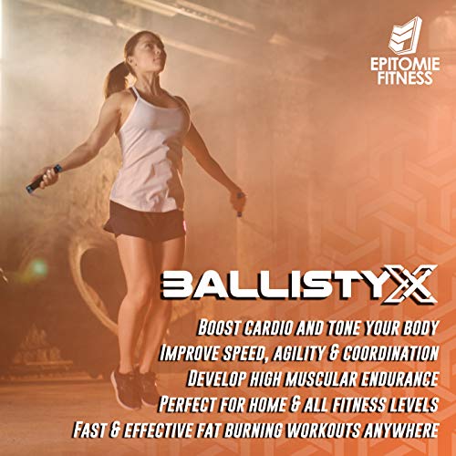 Ballistyx Jump Rope - Premium Speed Jump Rope With 360 Degree Spin, Steel Handles, Silicone Grips And 2 X Adjustable Cables - For Crossfit, Gym & Home Fitness Workouts & More - Black #TOP7