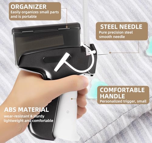 1Plusselect Schnelles Fixiergerät für Kleidung, Stitchy Quick Clothing Fixer Mini Stichsäumpistole Stitch Gun mit 5 Nadeln,3000 Plastiknadel, Micro Stitchy Pistole Gun for Clothes Stitching,Schwarz