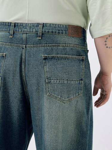 Image of Urbano Plus Men's Loose Baggy Fit Heavy Washed Jeans Non-Stretchable