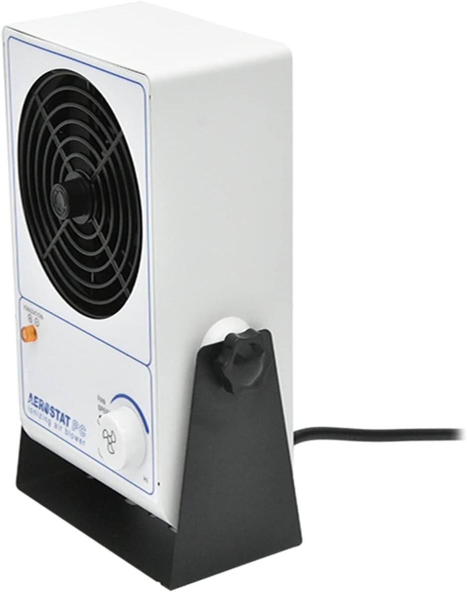 Ionizador Anti-Estático Profesional de Sobremesa, 25W Velocidad Ajustable, Eliminador de Carga Estática para Electrónica y Taller, 110V/220V - 0V±10V, 45-110 CFM, Cobertura 40x60cm