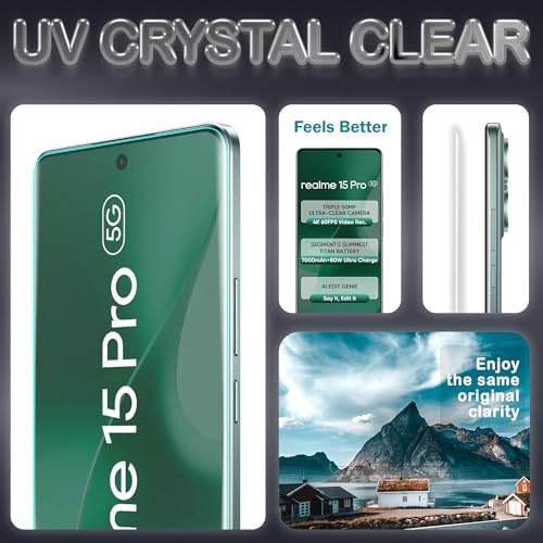 Image of ArmourPro Military Grade UV Tempered Glass Compatible For Realme 15 Pro and Realme 15 5G (6.8 Inch) With Easy UV Installation Kit | Edge To Edge Full Screen Coverage | Crystal Clear, Pack of 2