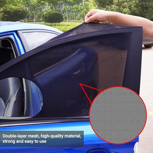 YYTQP Car Window Sun Shade Cover, 4 PCS Breathable Mesh Car All Side Window Sunshade, Mosquito Net Curtain, Reduce Sun Rays, Sun Glare, Privacy Protection, Cover Full Window Suitable for Most SUV