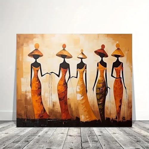 Impresiones de arte de pared, pintura en lienzo de mujer africana, arte abstracto de tribu étnica africana, decoración de pared para sala de estar, dormitorio, 30 x 40 cm (12 x 16 pulgadas), sin marco