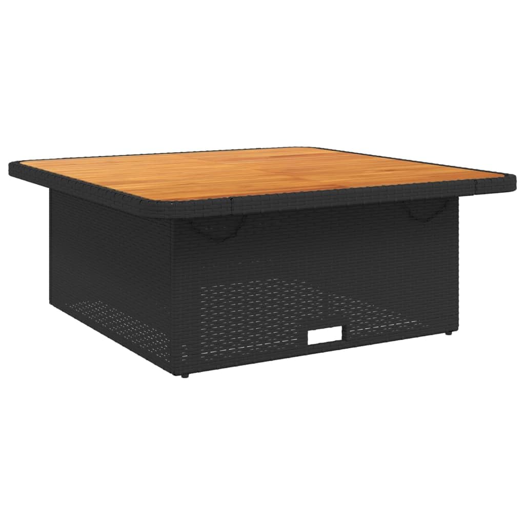 Tomostar Table Basse de Jardin Relevable, Table à Manger Salon Extèrieur Noir 110x110x71cm résine tressée et Bois Acacia