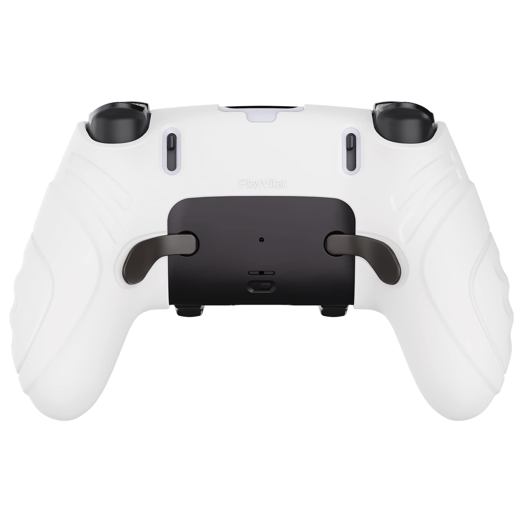 PlayVital Skórki do ps5 Edge Controller,Miękka Silikonowe Ochronne do ps5 Edge,Ergonomiczne Obudowy do ps5 z Nakładkami Kciuki-Biały(Guardian Edition)