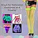 Music Legs 2 Pair UV Reactive Fishnet Thigh Highs - Glows in the Dark Under Black Light - Sexy Unique Women’s Hosiery- for Raves, Clubs and Parties- Cosplay/Bedroom Accessory - 1 Yellow, 1 Green