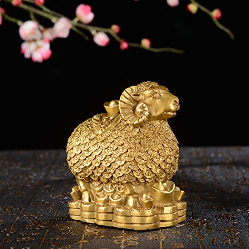 Brass Handmade Fengshui Money Sheep Statue Gold Goat Wealth Figurine Desk Decoration Zd131 #TOP3