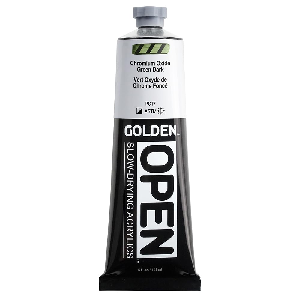 GOLDEN OPEN Slow-Drying Acrylics, Chromium Oxide Green Dark, 5 fl. oz. Tube Chrom Oxide Green Dark 5 Fl Oz (Pack of 1)