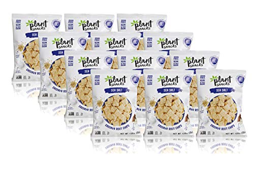 Plant Snacks Sea Salt Mix Cassava Root Chips, Vegan, Big-8 Allergen Free, Non-GMO Project Verified, Gluten Free, Grain Free, No Added Sugar, 1.25 oz Snack Bag, Pack of 12