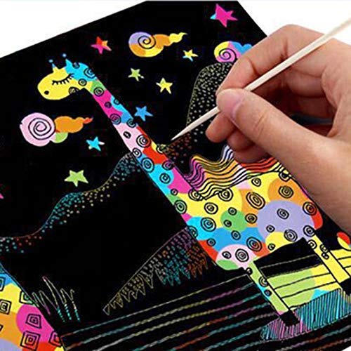 Image of Vibgyor Vibes Do it Yourself (DIY) Rainbow Art Scratch Paper Sheets with Stylus, 10 Pages