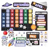 xo, Fetti Outer Space Bulletin Board Set, 81 pieces | Science Center Calendar, Classroom Weather Decorations, School Planets Sign, Days of the Week, Teacher Supplies