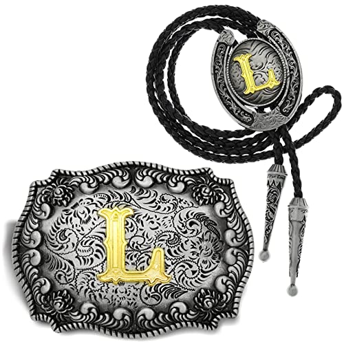 Boucle de ceinture de cowboy avec initiale dorée pour hommes et femmes (lot de 2)