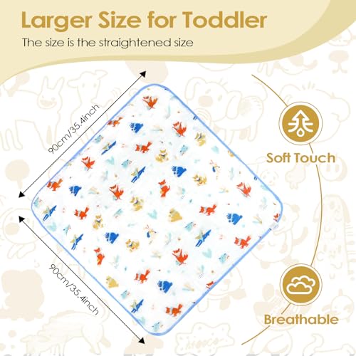 Image of decalsweet Baby Bath Towels 100% Muslin Cotton Hooded Baby Towels 2 Pack Shower Gifts for Newborn, Infant, Toddler, Kids,Super Soft and Absorbent, Large 35x35Inches