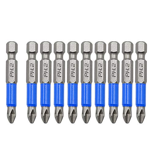 Biaungdo 10Pcs Magnetic Hex Anti Slip Phillips Screw Head Screwdriver Bits (PH2 x 50MM)