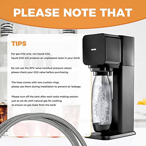 ETERMETA CO2 Adapter Hose for Soda Machine, CGA320 to TR21-4 Adapter Hose with High Pressure Stainless Steel (60 inch), Compatible with Jet, Aqua Fizz, OneTouch Soda Makers
