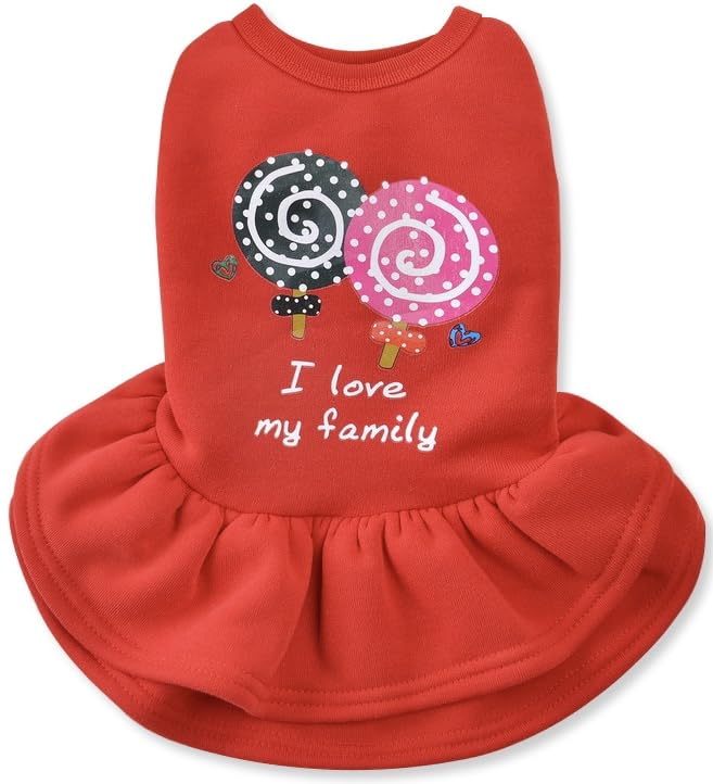 KUTKUT Lollypop Print Winter Frock for Cat & Small Dog, Cute Sleeveless Princess Dress for Shihtzu, Bichon, Lhasa Apso etc. (Size: XL, Chest: 48cm, Back Length:36cm) (B09B5BX51D) Amazon Price History, Amazon Price Tracker