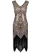 Vijiv Women 1920s Gastby Sequin Art Nouveau Embellished Fringed Cocktail Dresses Glam Gold X-Large
