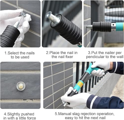 Image of 7.3mm Nail Gun Manual Steel Nails for Manual Steel Nail Gun,100 pcs Round Nails Wall Fastening Tool Concrete Ceiling Cable Ducts Fixed Slotting Device Repair Tool Nail Gun Accessories